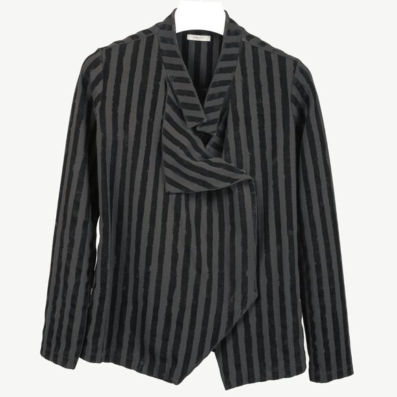 Crea Concept AW/20 Black Velvet-Stripe Moto Jacket - Picture 2 of 12